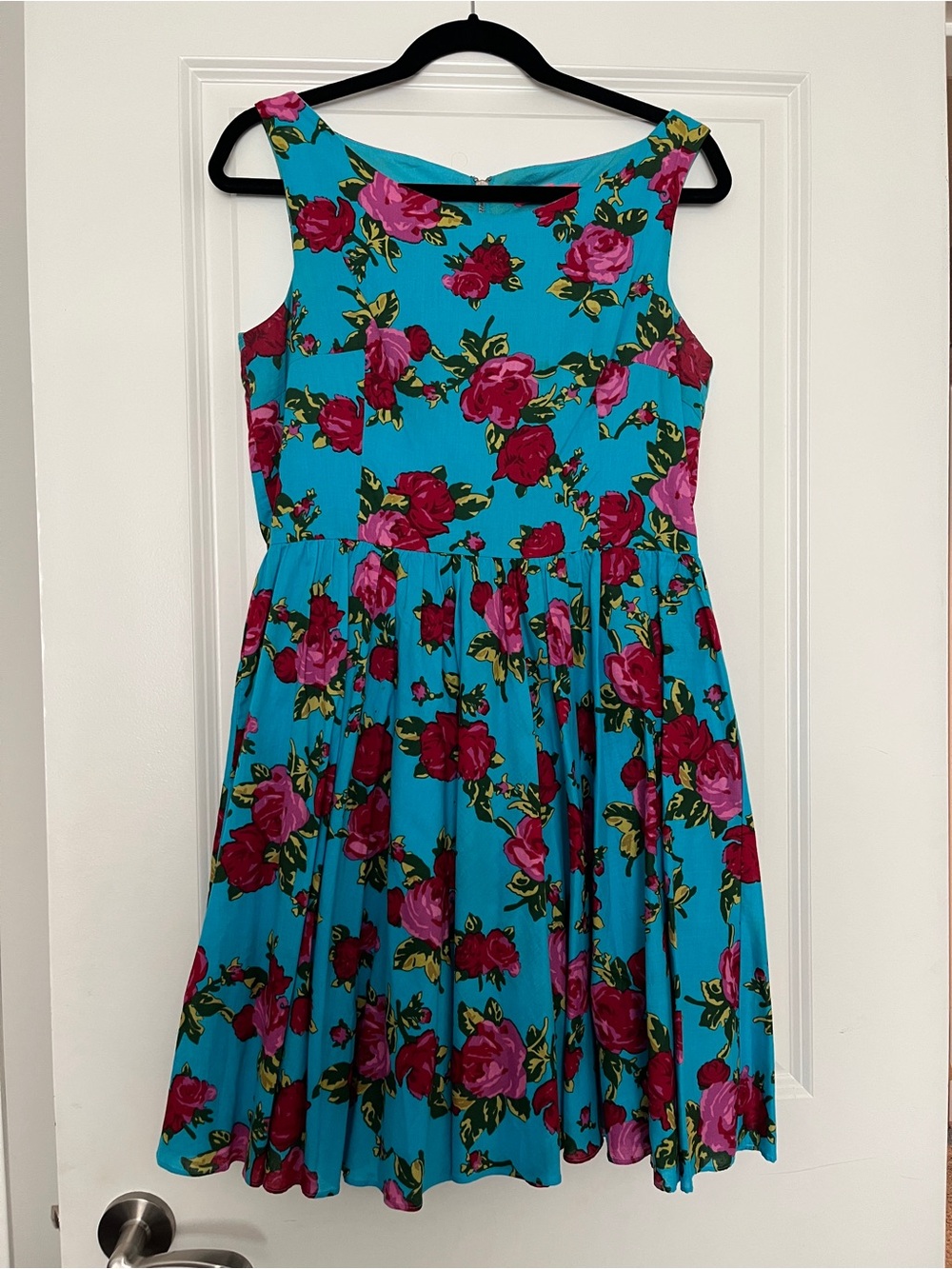 Betsey Johnson Rose Print Sleeveless Fit & Flare Dress